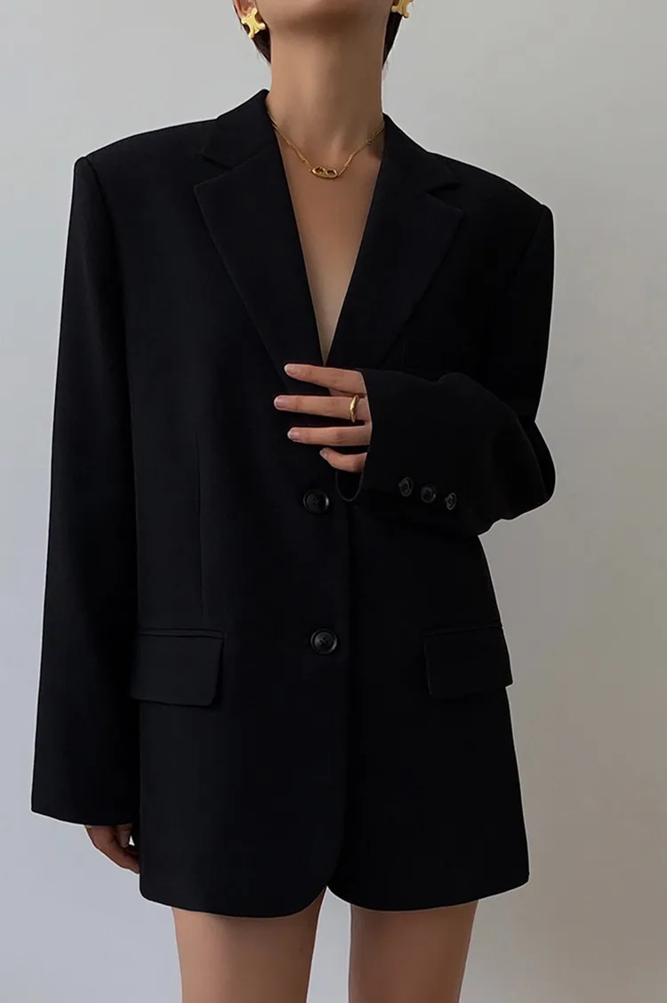 Women\'s Classic Blazers 2024 Black Loose Retro Trendy British Tops Coat Slim Work Student Daily Jacket Female Streetwear Suits