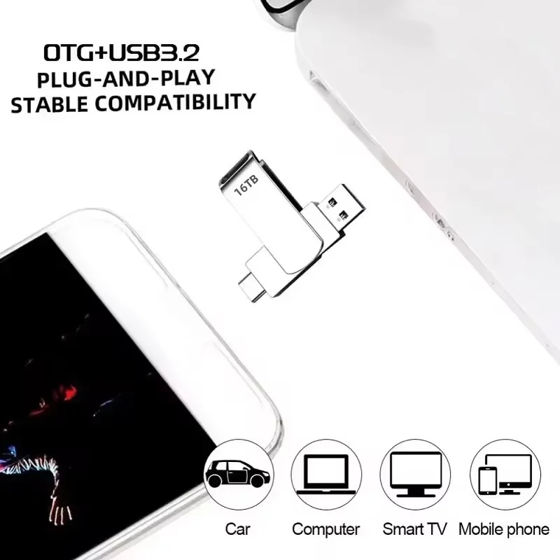 Original Pen Drive 16TB USB 3.2 Flash Drive High-Speed Pen Drive Type C Metal USB Memory For Computer Storage Devices