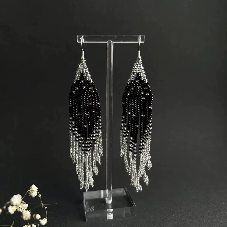 

ZGMXR Rice bead earrings Hand-woven Embellishment Fashion Alloy Color matching Simple Original Tassel Bohemia Beaded earrings