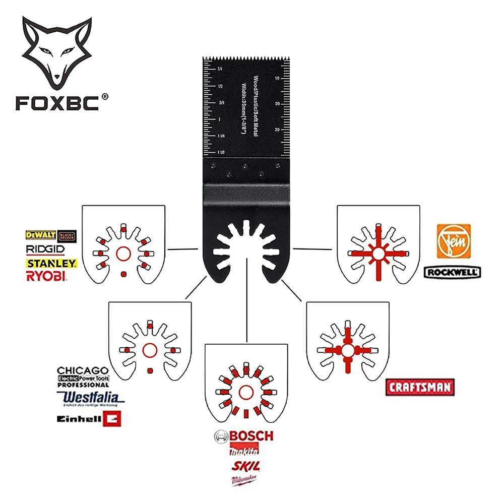 FOXBC 50 pezzi di lame per seghe a sgancio rapido multiutensile oscillanti in legno per Dewalt, Bosch, artigiano, Ridgid, Ryobi, Makita