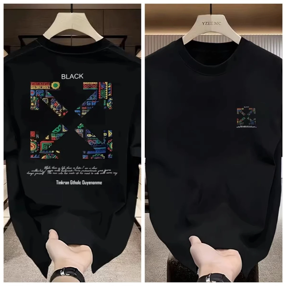 تي شيرت عصري جديد مطبوع بأحرف فضفاضة للأزواج، رقبة دائرية، نصف كم كاجوال ومتعدد الاستخدامات