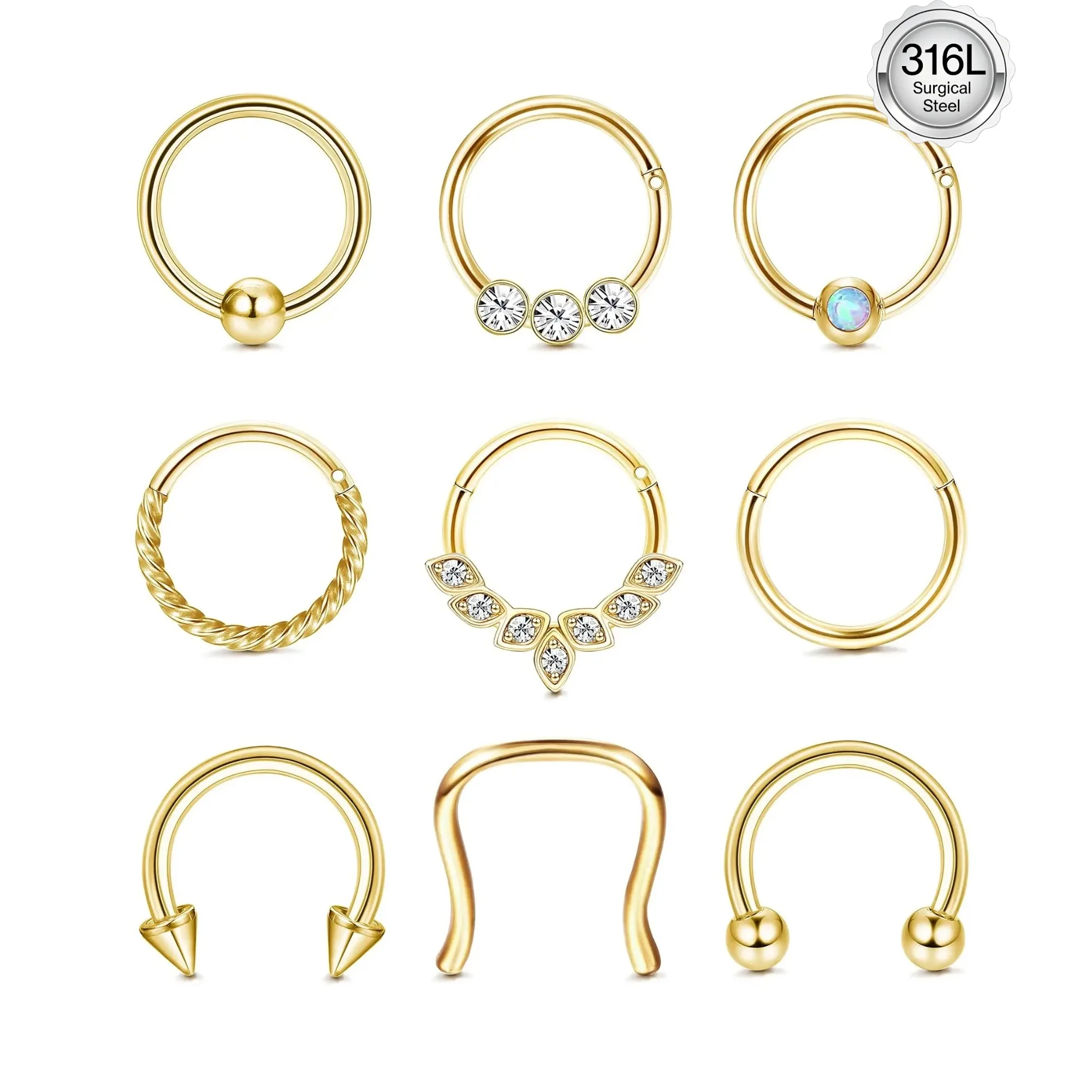 Drperfect 16G Septum Ring Schmuck Ohrringe Edelstahl Hoop Nasenringe für Frauen Helix Tragus Lippenknorpel Septum Piercing