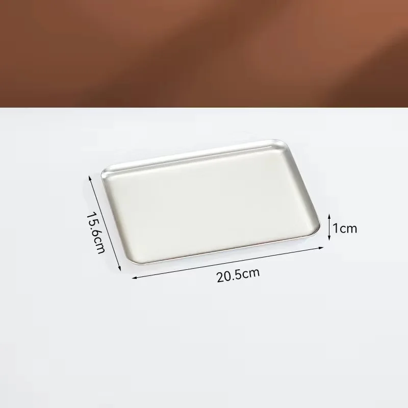 Bandejas de almacenamiento de alimentos de acero inoxidable 304, plato Rectangular poco profundo para frutas y verduras, plato plano antiadherente fácil de limpiar, sushi para barbacoa