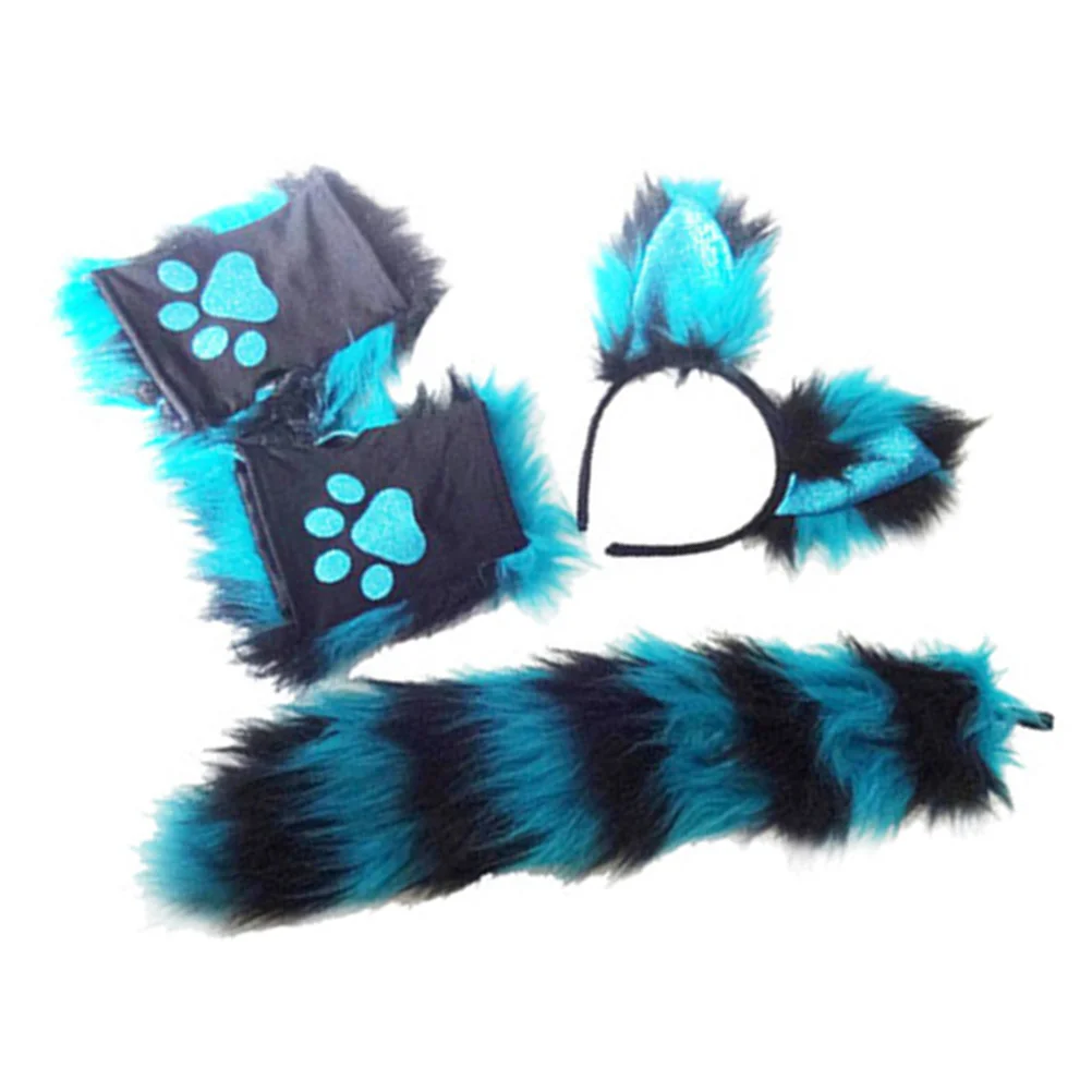 Dress up Fox Suit Halloween Decor Animal Tail Headdress Prom Ears Plush Wear Child Lovely Hair Clamp