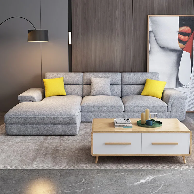 Nordisches Stoffsofa, kleine Wohnung, Wohnzimmermöbelkombination