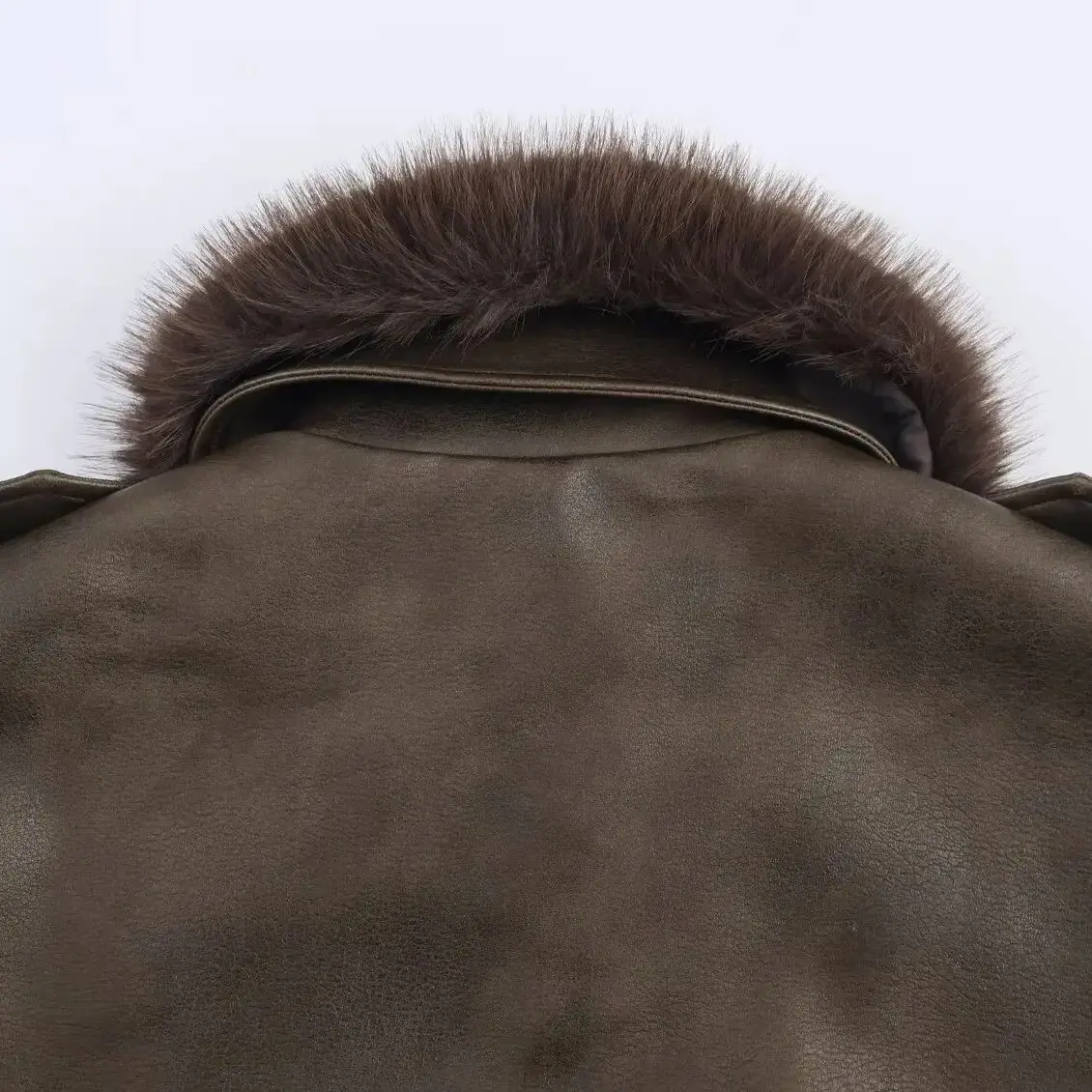 디이지 여성 2025 가을 신상 패션 인조 가죽 탈부착 가능한 퍼 칼라 조커 긴팔 지퍼 재킷 아우터웨어 여성용