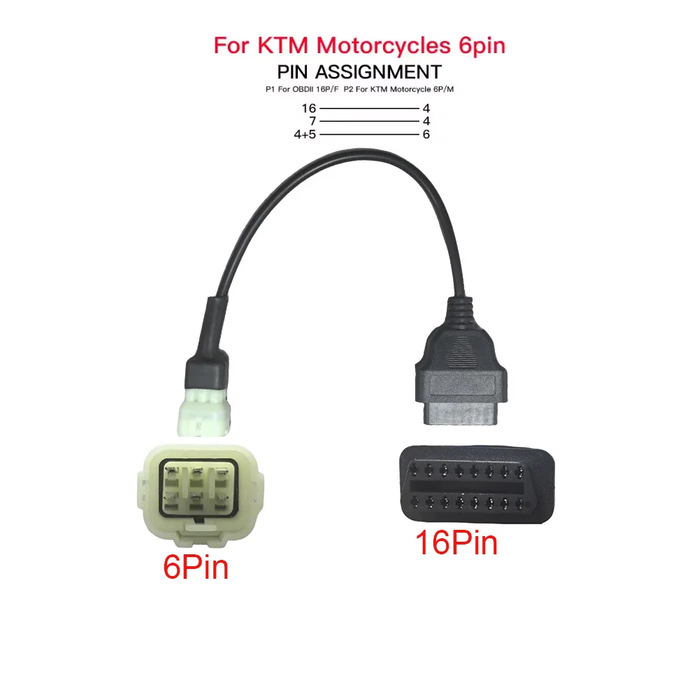 

Разъем OBD2 от 6 до 16 контактов для KTM, кабель-адаптер для мотоцикла, мотоцикла, удлинитель OBD 2
