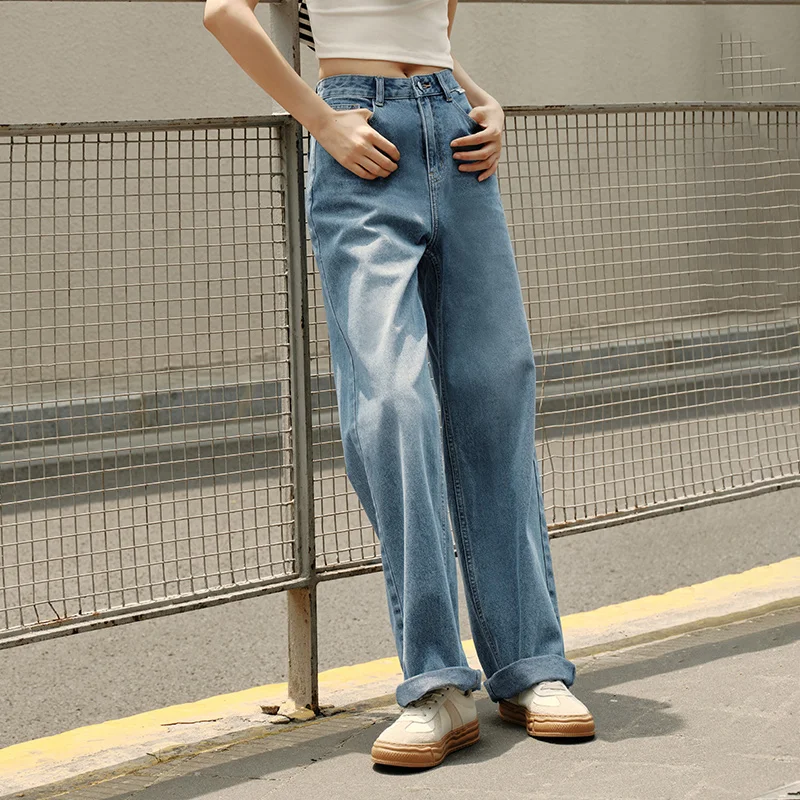 Semir 2023 Women Jeans Autumn New Wide-leg Pants Street Mopping Retro Fringe Jeans for Women