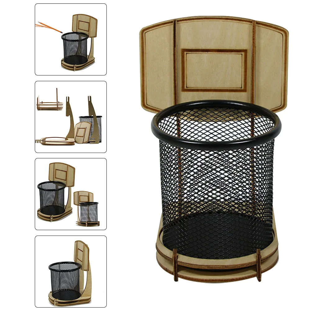 Basketball Stand Pen Holder Wooden Iron Smooth Excellent Texture Workmanship Polished Comfortable Wide Uses Decoration
