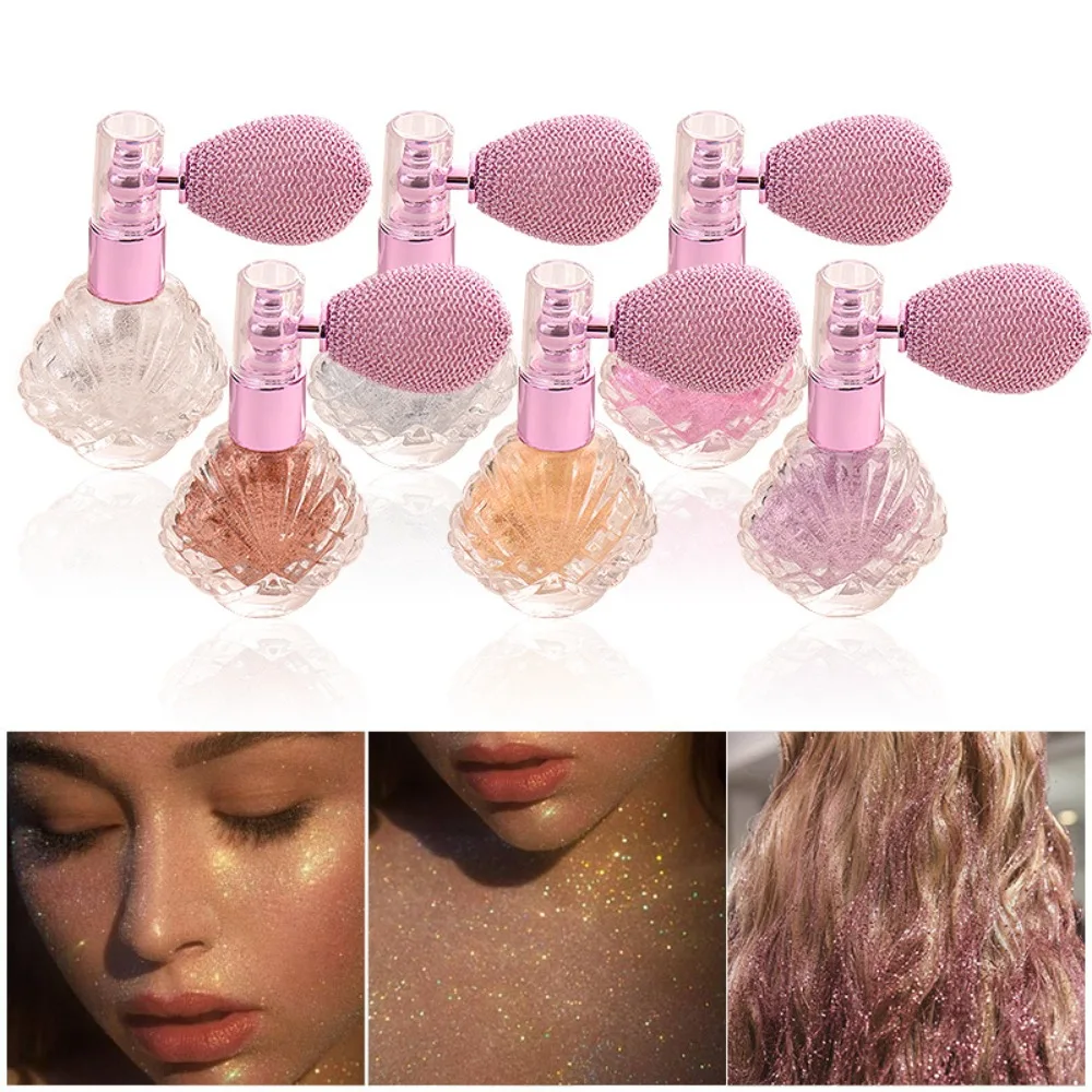 5-kleuren Shimmer Powder Spray voor lichaamsgezicht Haar Make-up Glitter Markeerstift Verhelderende Sparkle Party Cosmetica Make-up glitter
