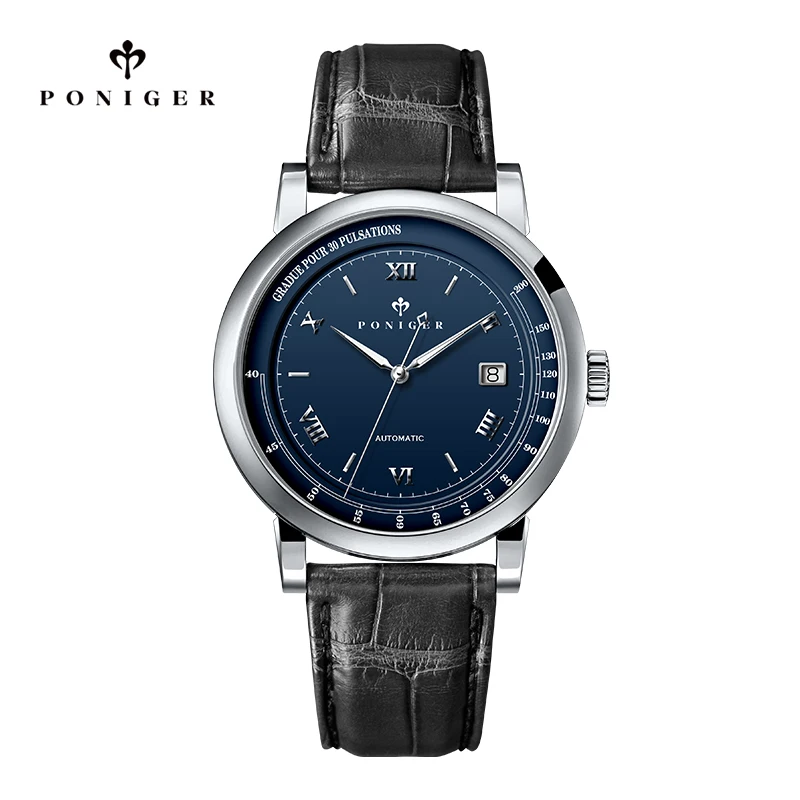 PONIGER 41.5mm Stylish Fashionable Wristwatches luxury Quality Thin Leather Automatic Watches MIYOTA Movement