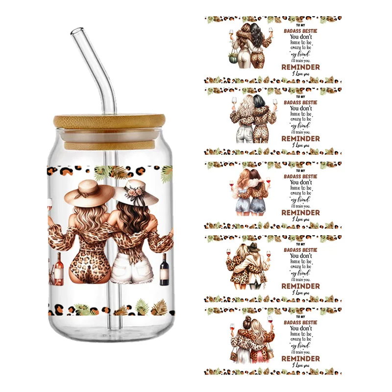 Customized 16oz Uv Dtf Transfer Sticker Diy Waterproof For 16OZ Wraps Glass Bottles High Temperature Resistance