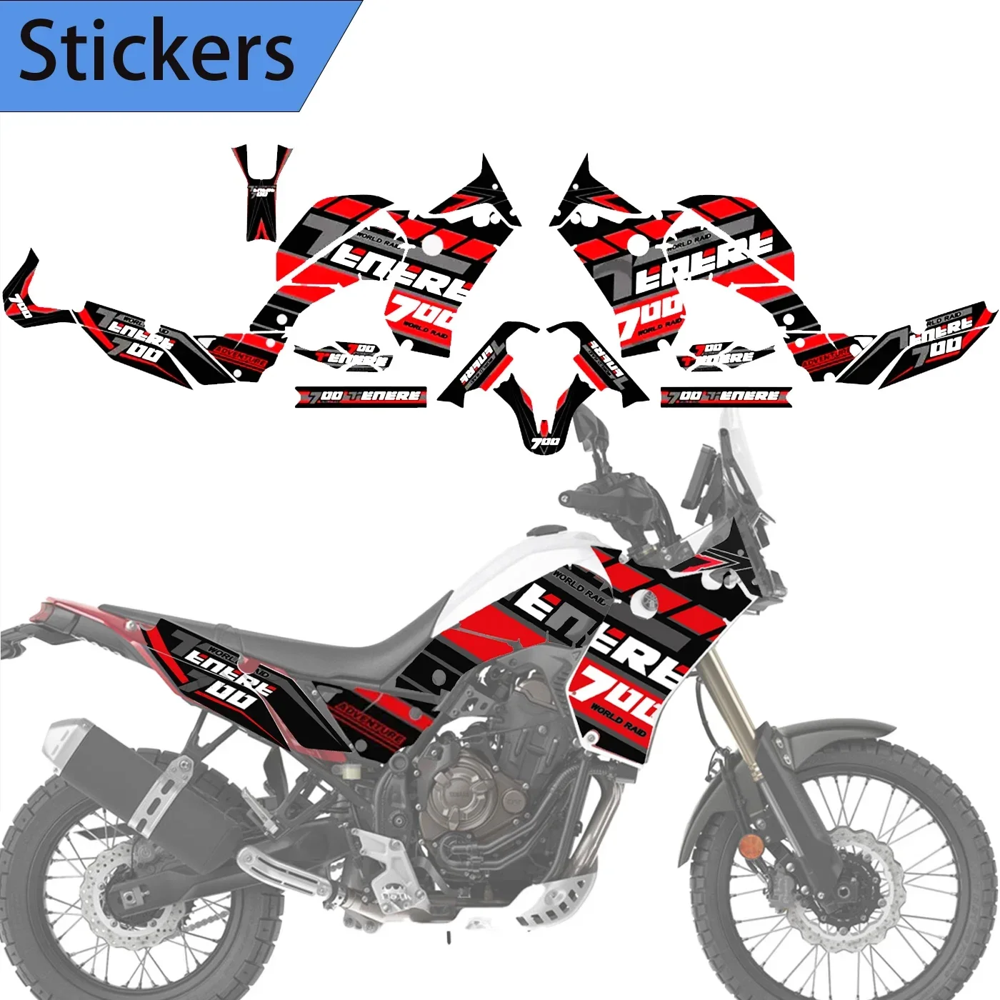 Tenere T700 XTZ 700 FOR YAMAHA Motorcycle Fuel Tank Decals Pad  Set Kit Protector Trunk Luggage