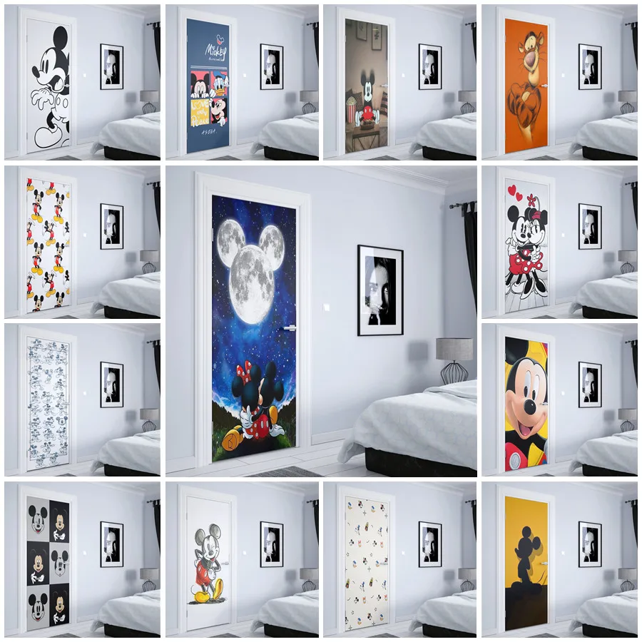 Disney watercolor Cartoon Mickey Mickey Mouse PVC Home Decor door decoration door stickers Kids Room Wall Sticker wall art