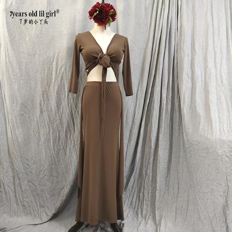 

Женский модный комплект для танца живота из модала, вискозы и хлопка, 2 предмета, RM69