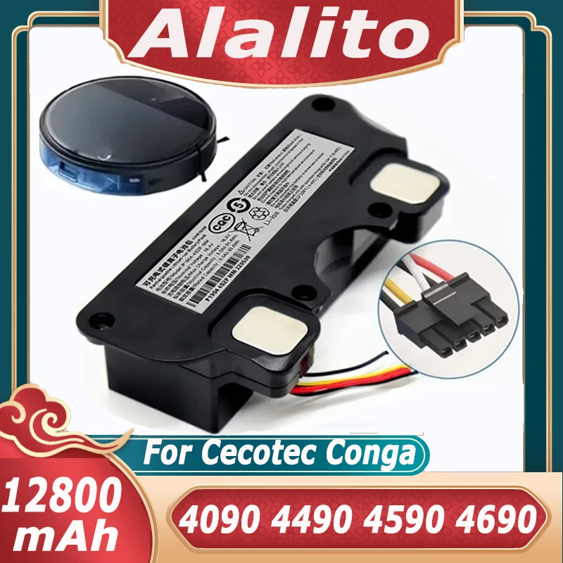 

14.4V NEW 12800mAh Replacement Battery For CECOTEC CONGA 4090 4490 4590 4690 Robot Vacuum Cleaner Accessories Spare Parts Tool