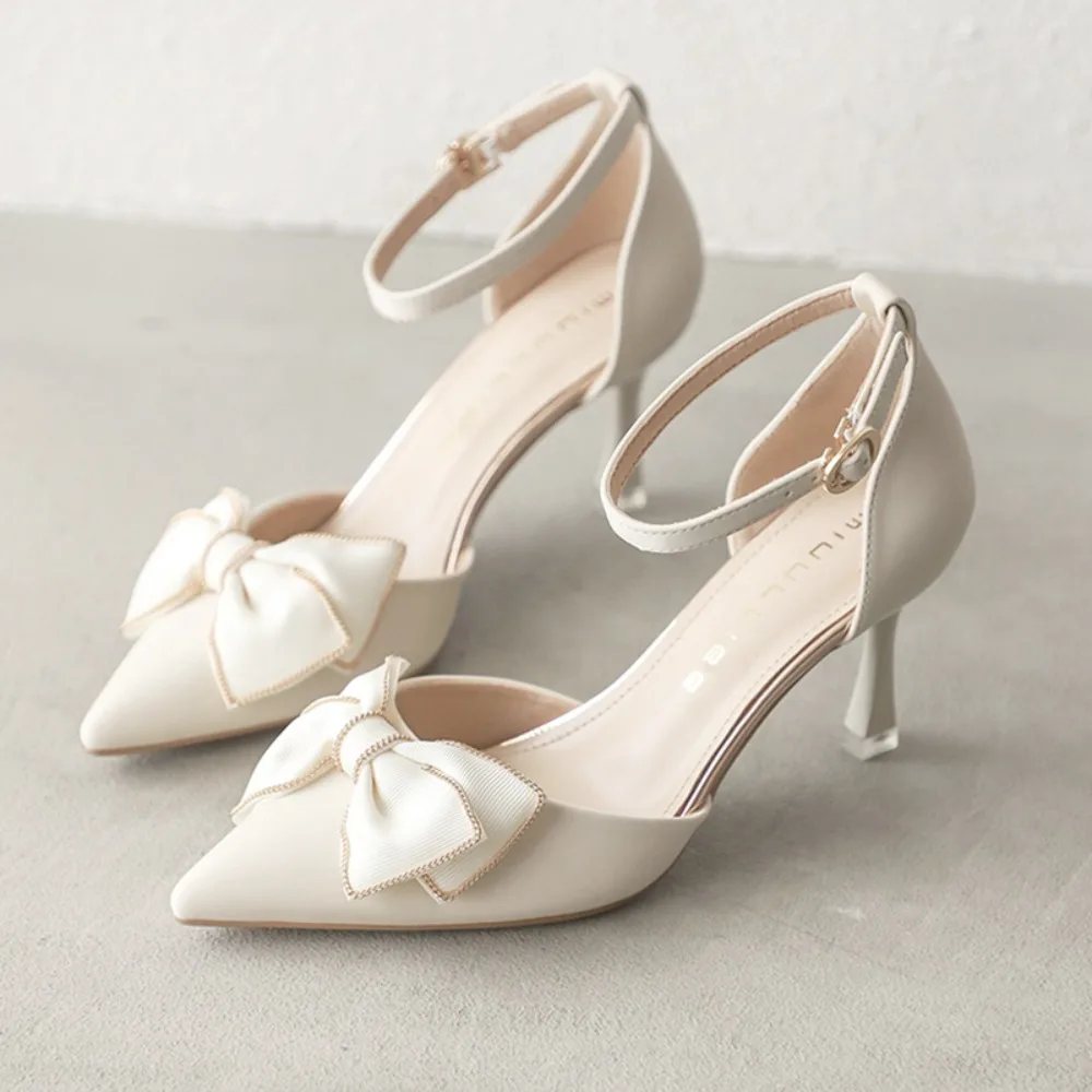 

Medium Heel Heels Pumps Women's Shoes Trend Pointed Toe Butterfly Stilettos Elegant Dress Weddings Bridal Party White Designer