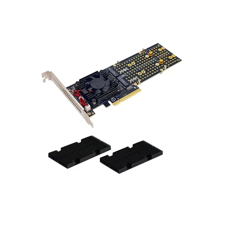 Leading-Expansion Card PEX8747 4 Quad M. 2 Nvme To Pcie 3.0 X8 Split-Free Adapter With Heatsink, Supports 22110/2280/2242 SSD Si