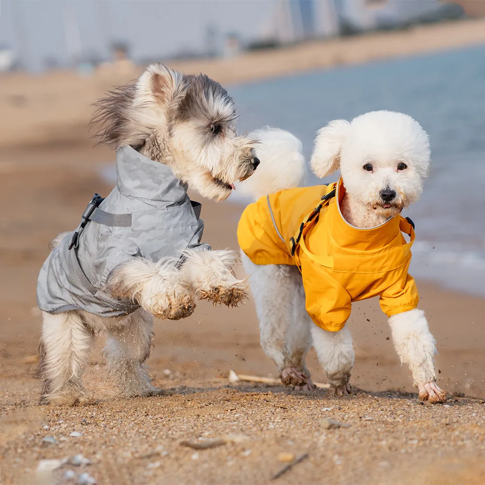 

Reflective Dog Raincoat, Waterproof Pet Rain Jacket with Harness, Rainwear for Small and Medium Dogs