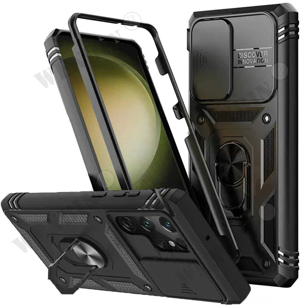 Case For Samsung S24 Ultra S23 S22 Plus FE A15 A14 A54 A34 Heavy Duty with Camera 360 Degree Rotate Kickstand Shockproof Cover