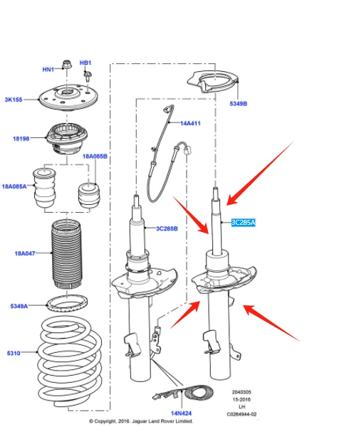 LR070934 LR024435 LH LEFT Front Shock Absorber For Land Rover Evoque 2012-2022