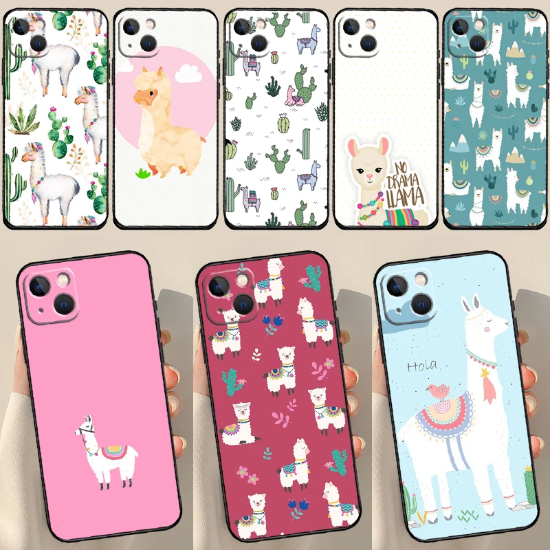 Lama Llama Alpacas Case For iPhone 16 X XR XS Max 12 13 Mini Plus 11 12 13 14 15 Pro Max Back Cover