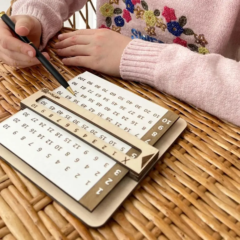 Wooden Slidable Multiplication Table Teaching Tool Learn Montessori Multiplication Board Wear-resistant Durable