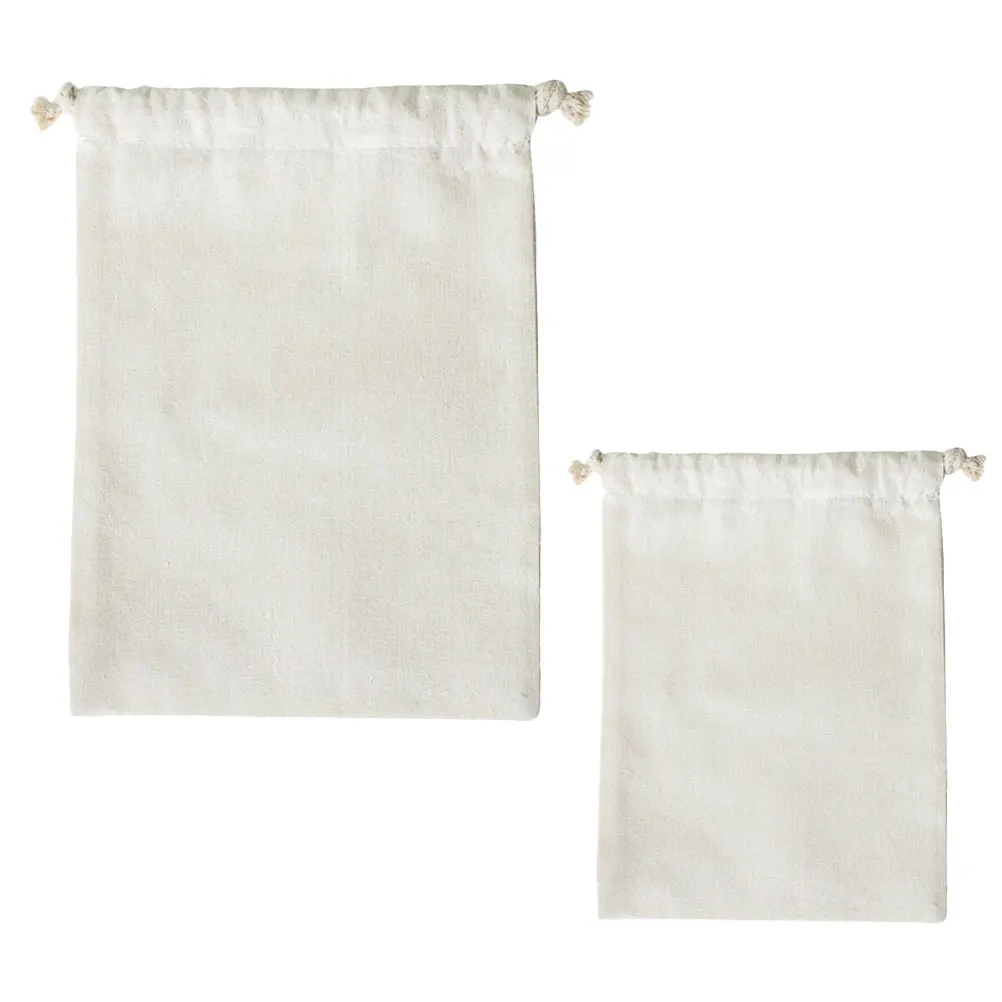 

2PCS Flour Bag Cotton Linen Eco friendly Kitchen Storage Pouch for Rice Reusable Drawstring Bag 29x39cm 24x31cm