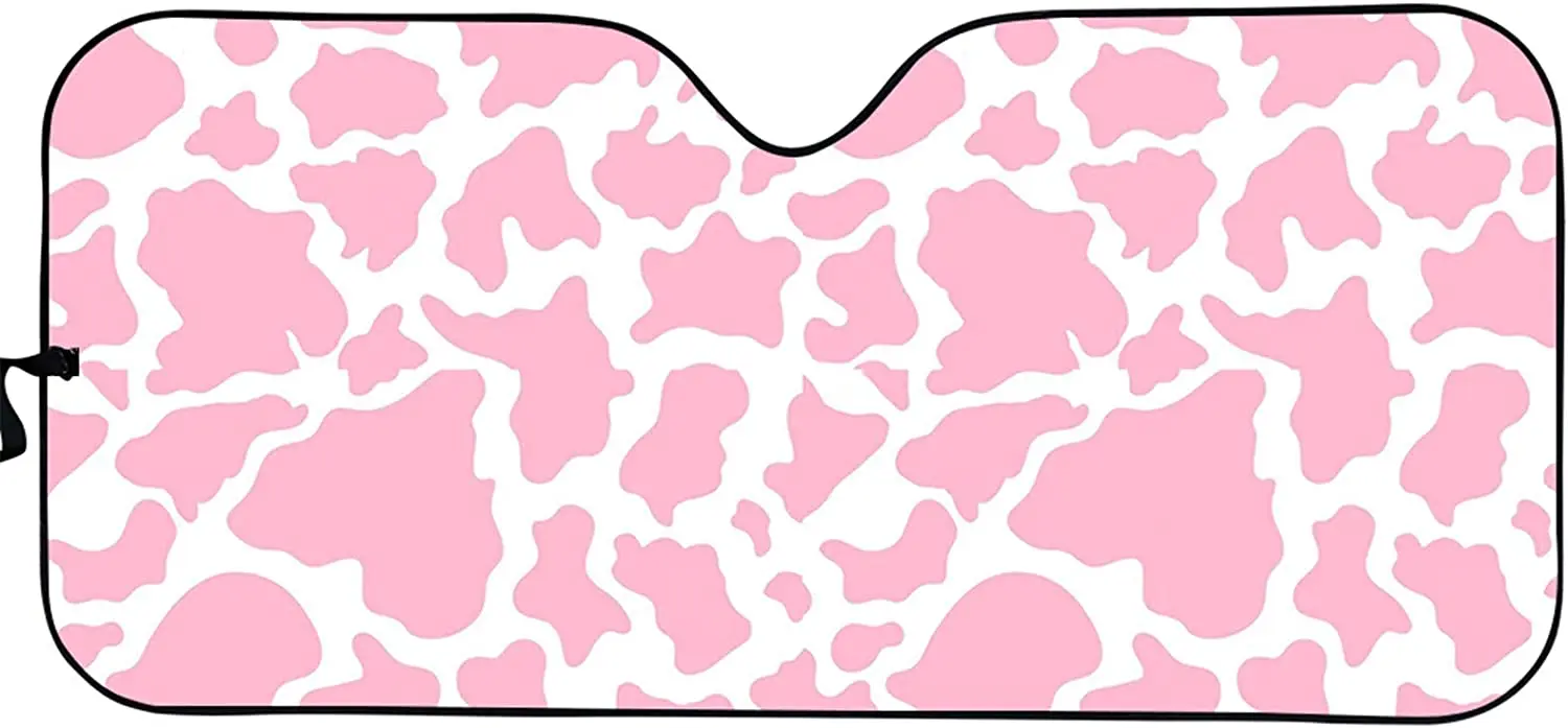 

PZZ BEACH Pink Cow Print Sun Shade for Cars, Trucks, SUV, Accordion Folding Auto Front Window Sunshade, Blocks UV Rays Sun Visor