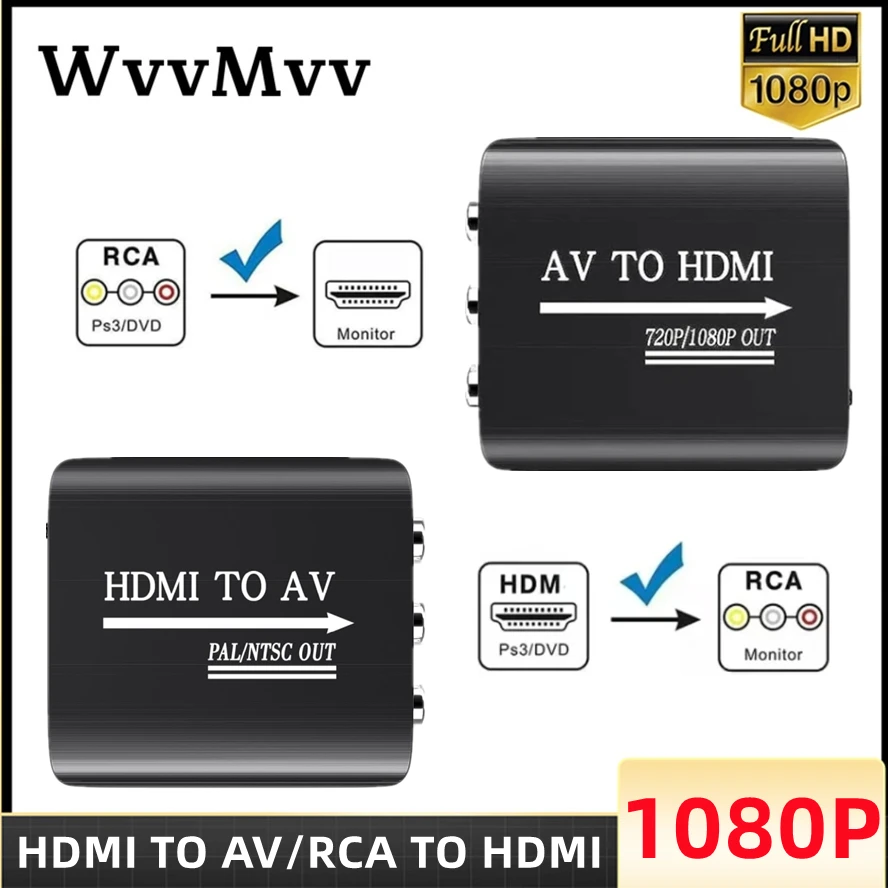 HDMI-compatible to RCA Composite Converter Adapter 1080P AV to HDMI Audio Video Adapter Support NTSC With USB Cable For TV BOX