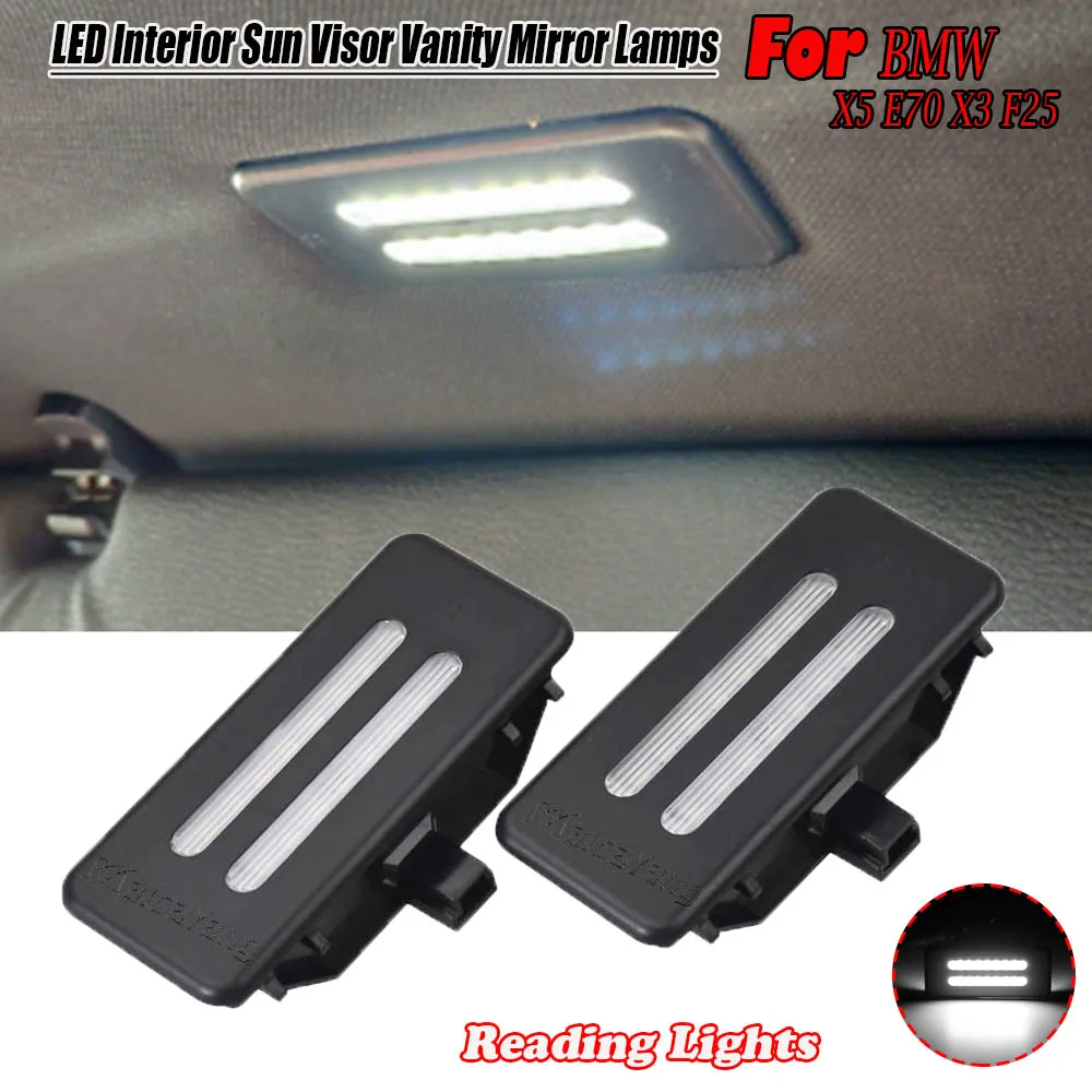 

LED Interior Sun Visor Vanity Mirror Lamps For BMW E60 E61 E90 E91 E92 X5 E70 X3 F25 X6 E71 E72 X1 E84 car styling