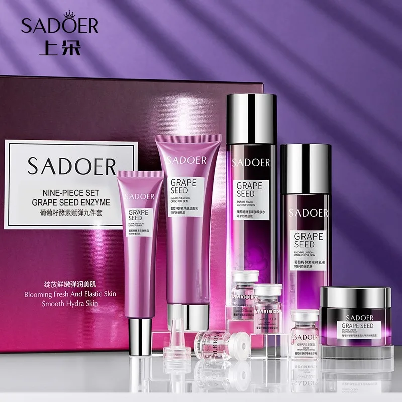 Grape seed  Moisturizing and Anti-Wrinkle Set Reduces Fine Lines Repairs Skin Hydrates Brightens Anti-Aging Firming Skin care