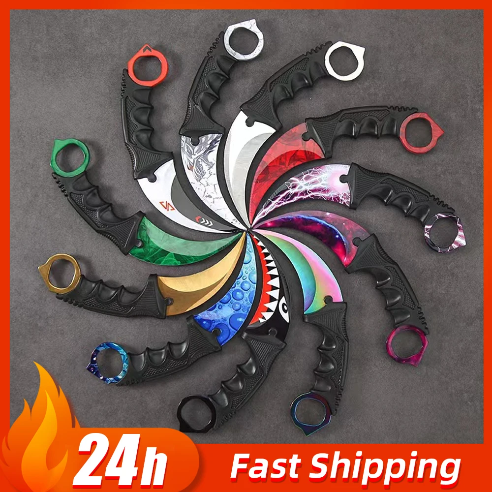Modelo de Arma Karambit de 19cm, Faca de Garra GO Game Periphera, Facas de Treinamento ao Ar Livre Não Afiadas, Ornamentos, Presente de Aniversário para Menino