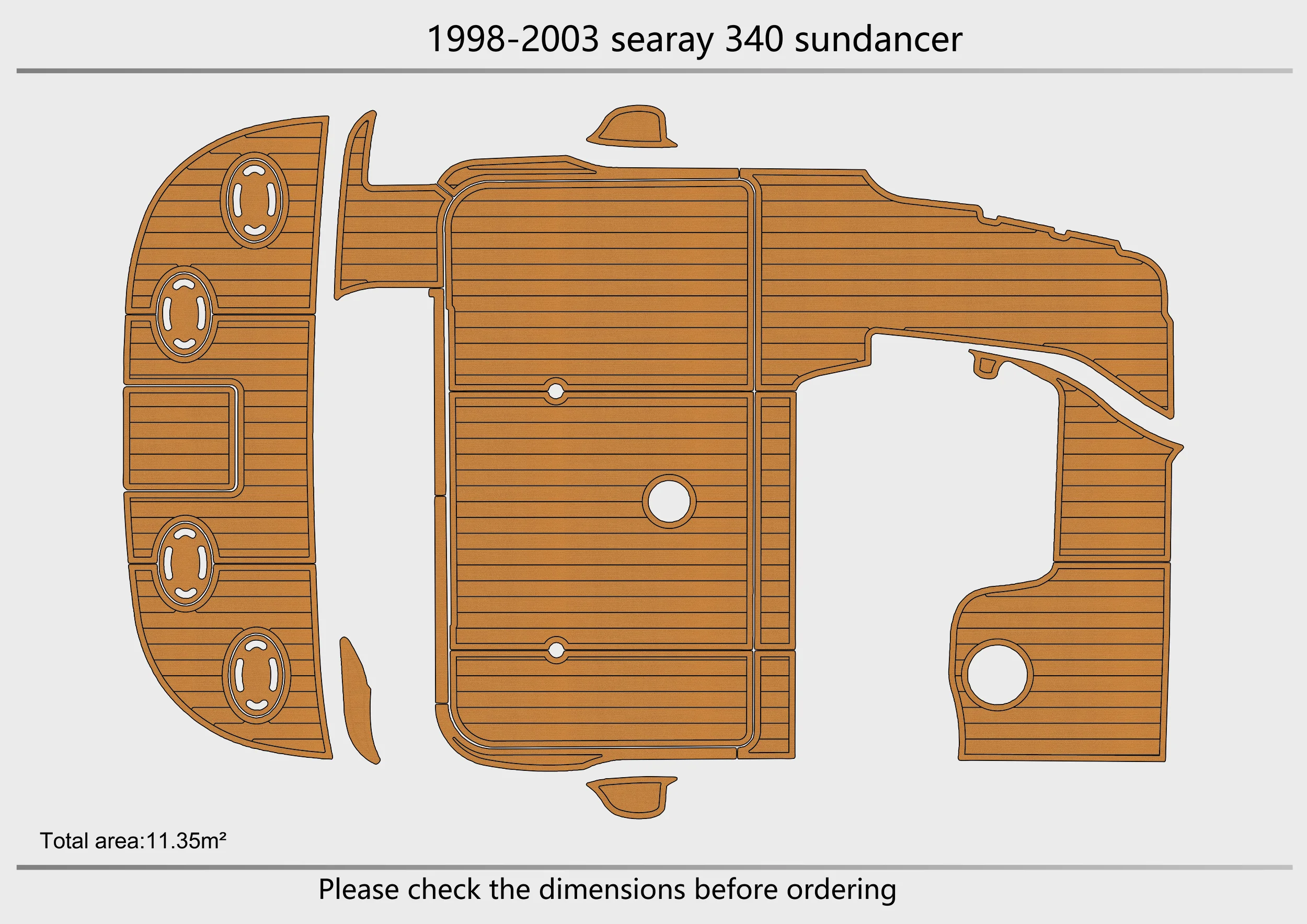 Eva foam Fuax teak seadek marine floor For 1998-2003 searay 340 sundancer  Cockpit Swim platform 1/4