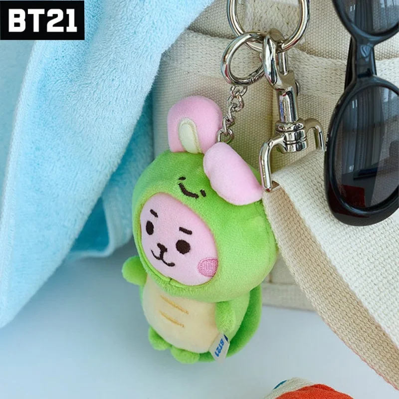 Novo 10cm bt21 popular anime kawaii cooky tata rj mini chaveiro de pelúcia pingente oceano amigos boneca de pelúcia saco pingente ornamento presente