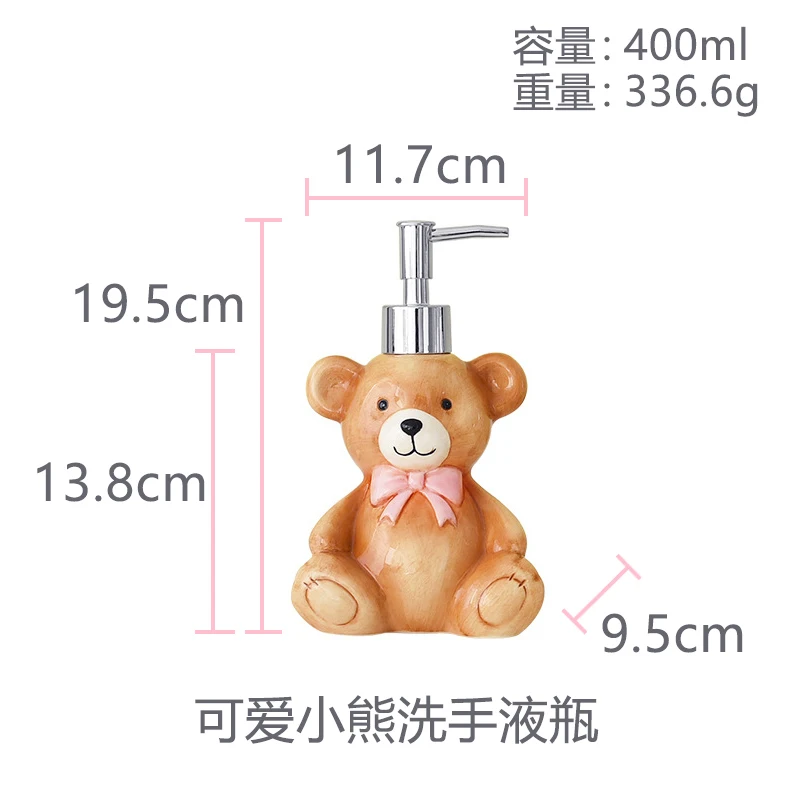 400ml  soap dispenser Cute teddy bear bath bottle, playful hand sanitizer bottle, creative home ceramic packaging container - view 6