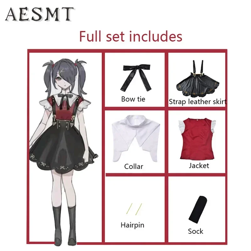 Anime benötigt Mädchen Überdosis Engel-Chan Cosplay Kostüm Punk Mädchen Gothic Lolita schwarz Kunstleder Riemen Kleid Halloween Unisex