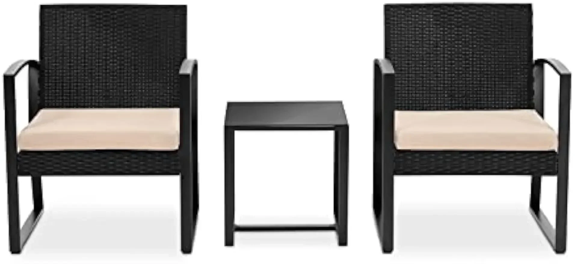 [New Arrival!]Patio Outdoor Furniture, 3 Pcs. Per Set-includes 2 Single Chairs with Soft Cushion and 1 Glass-top Coffee Table, B