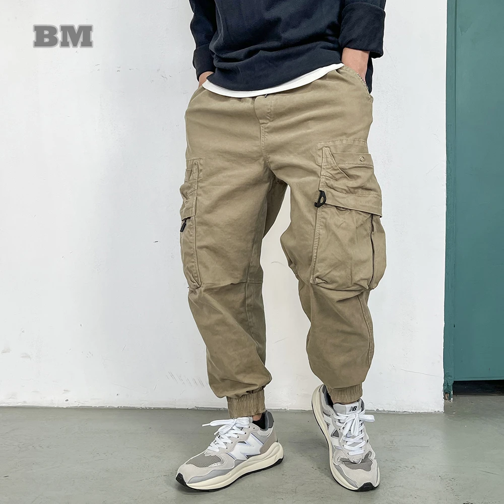 

American Vintage Functional Cargo Pants Men Clothing High Quality Khaki Casual Jogging Pants Harajuku Tactical Joggers Trousers