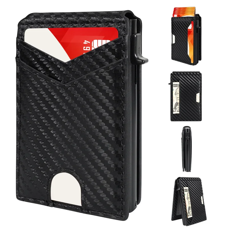 

Новый мужской кошелек с RFID-защитой от краж, многофункциональный, с выдвижным механизмом для карт, из алюминиевого сплава, для повседневного использования, нейтральный стиль