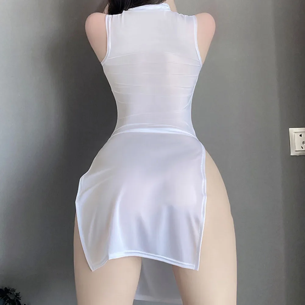 Casa hotel oco vestido pijamas exposto camisola casa wear hotel wear médio estiramento sem mangas design cor sólida