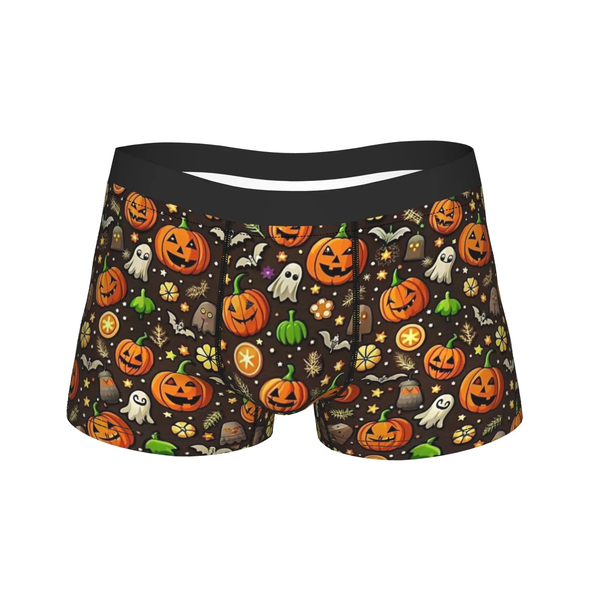 Men's Halloween Underwear Cute Ghosts And Pumpkins Fashion Boxer Briefs Shorts Panties Male Breathable Underpants Plus Size
