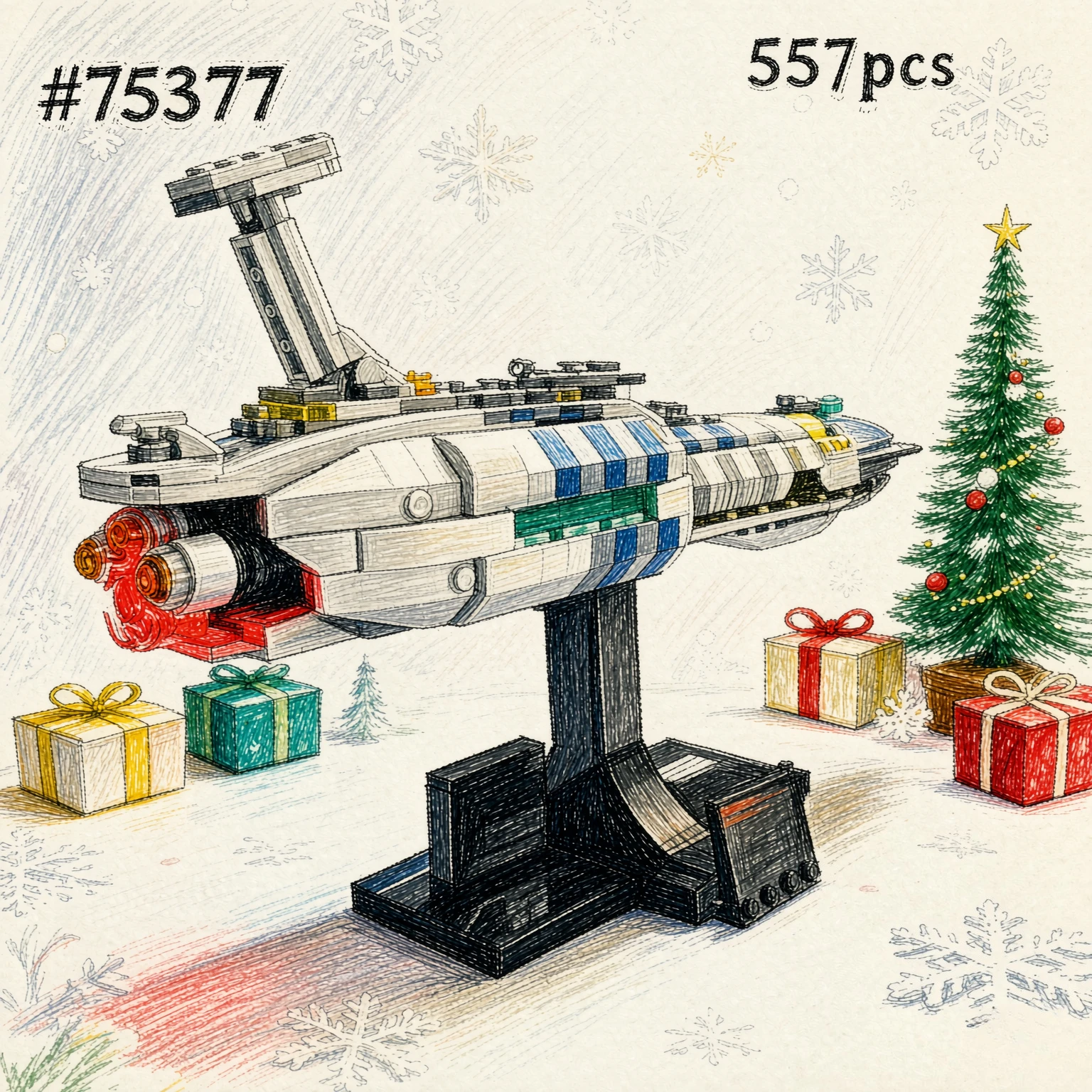 MOC Star Invisible Hand Spaceship Building Blocks Sets Compatible with Legoed Particles Suitable for Birthday Gifts