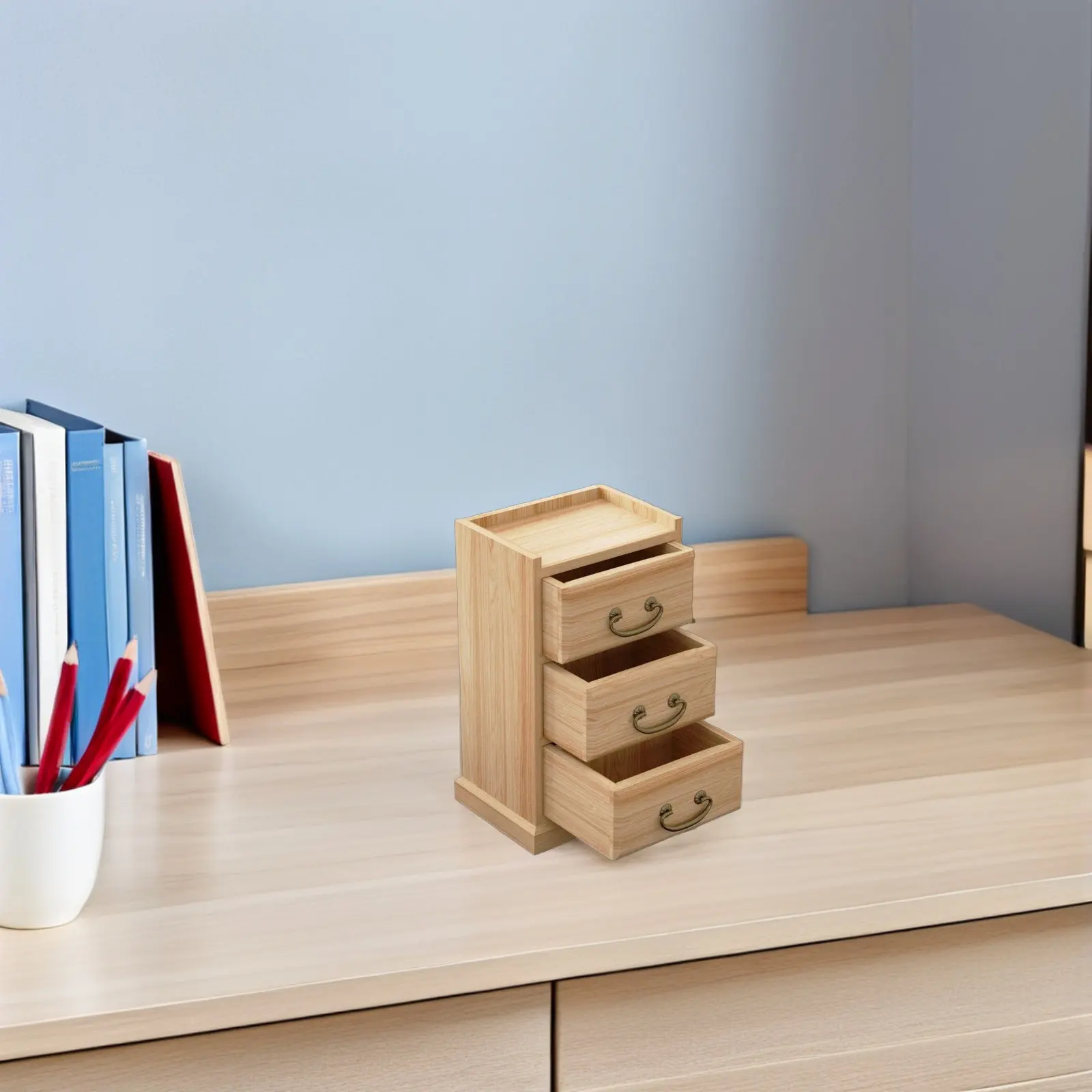 

Деревянный настольный органайзер с выдвижными ящиками для хранения, коробка для офисных принадлежностей, косметики, уходовых средств, украшений, для рабочего стола