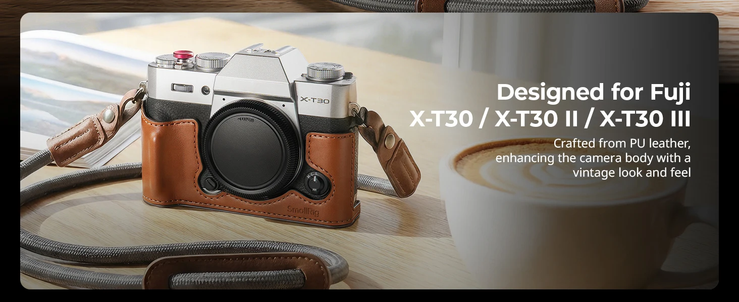SmallRig X-T30 III Leder-Halbgehäuse-Set für FUJIFILM X-T30 / X-T30 II / X-T30 III, mit Schultergurt-Flachschlüssel Retro-Ästhetik – Detail 2