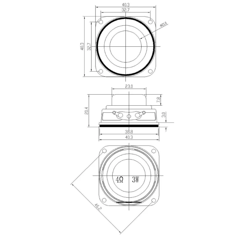 2023 Новый 40-мм внутренний магнитный динамик 4 Ом, полнодиапазонный мультимедийный динамик для аудио