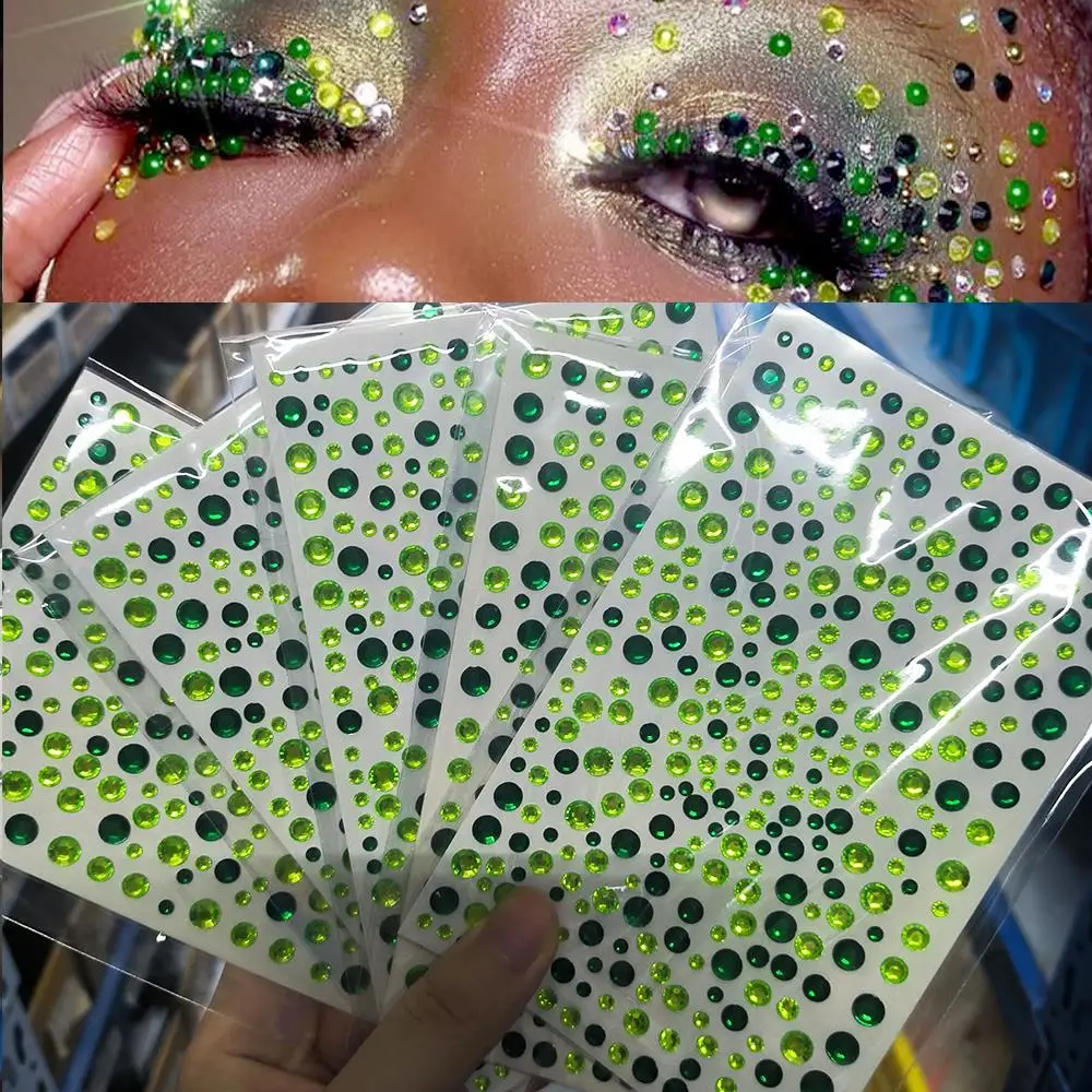 

1 шт. 3D зеленые рождественские стразы татуировки наклейки круглый драгоценный камень глаз/лица декор для макияжа вечерние фестиваль представление временные татуировки