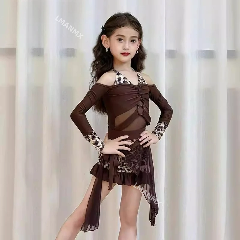 

Новинка осени/зимы 202, детская высококачественная одежда для занятий латинскими танцами, тренировочный комплект для выступлений для девочек