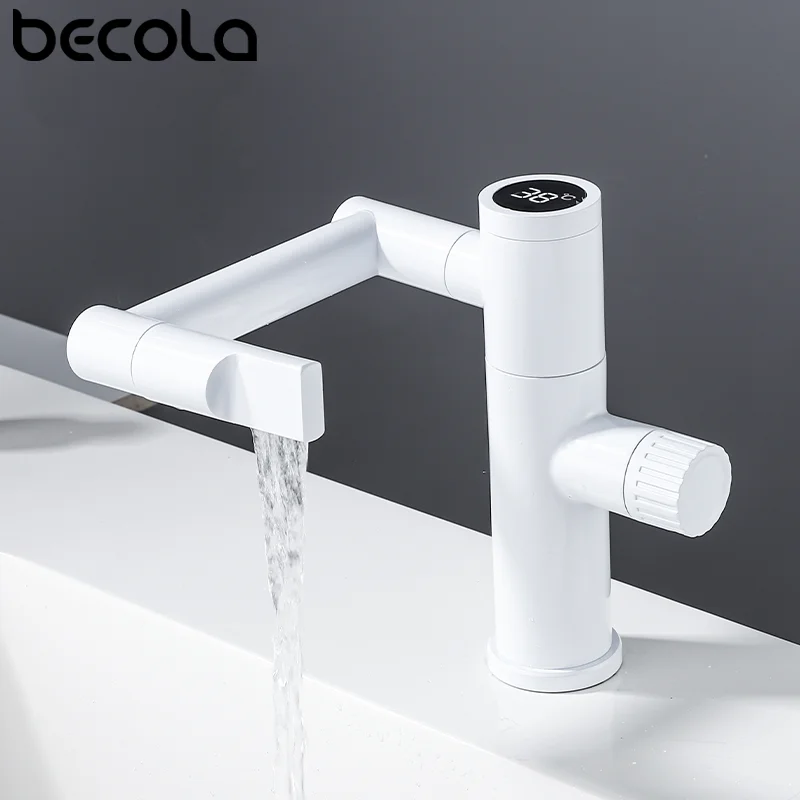 Becola Diseño creativo Grifo de lavabo giratorio universal Lavado de baño Estilo contemporáneo Robusto y duradero Tres colores opcionales