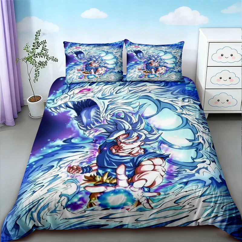 Teens Goku Duvet Cover Dragon Ball Bedding Set Queen King Size for Bedroom Home Dormitory Decor Boys Birthday Gifts view 6